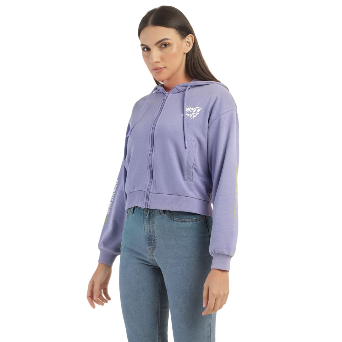 Levi's Women's Graphic Print Purple Crew Neck Sweatshirt