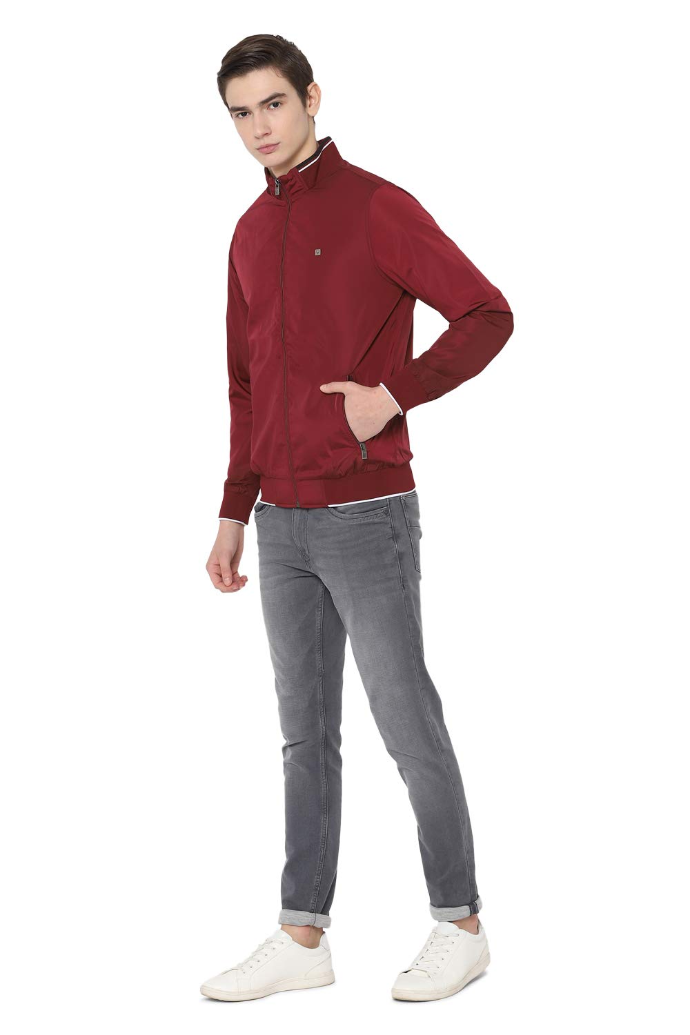 Allen Solly Men's Blouson Jacket (ASJKWBOFD70150_Maroon_S)