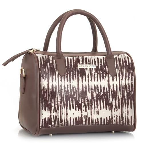 SACCI MUCCI Women's Handbag | Women's Tote Bag | Women's Top-Handle Bags | Women's Satchels | Women's Hobos & Shoulder Bags- Bamboo Tie Dye Print (Brown)