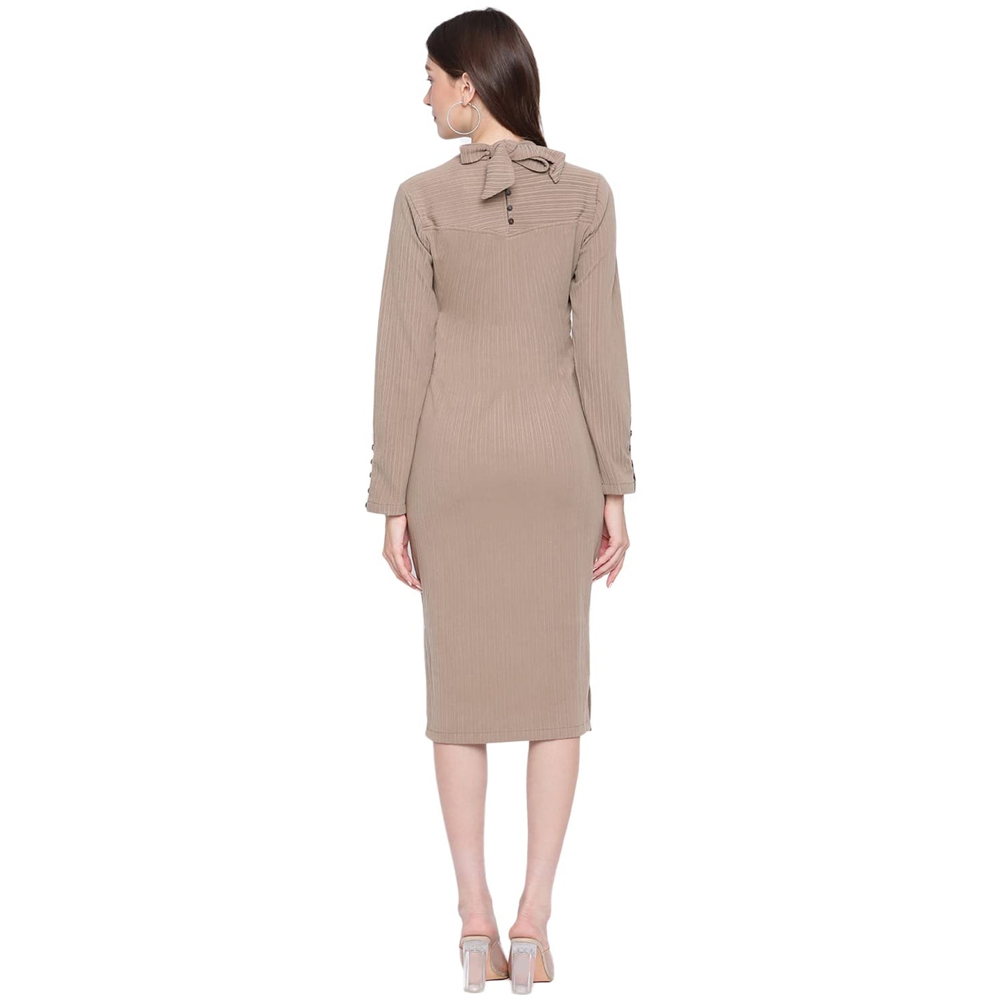 Latin Quarters Women Beige Polyester Dress