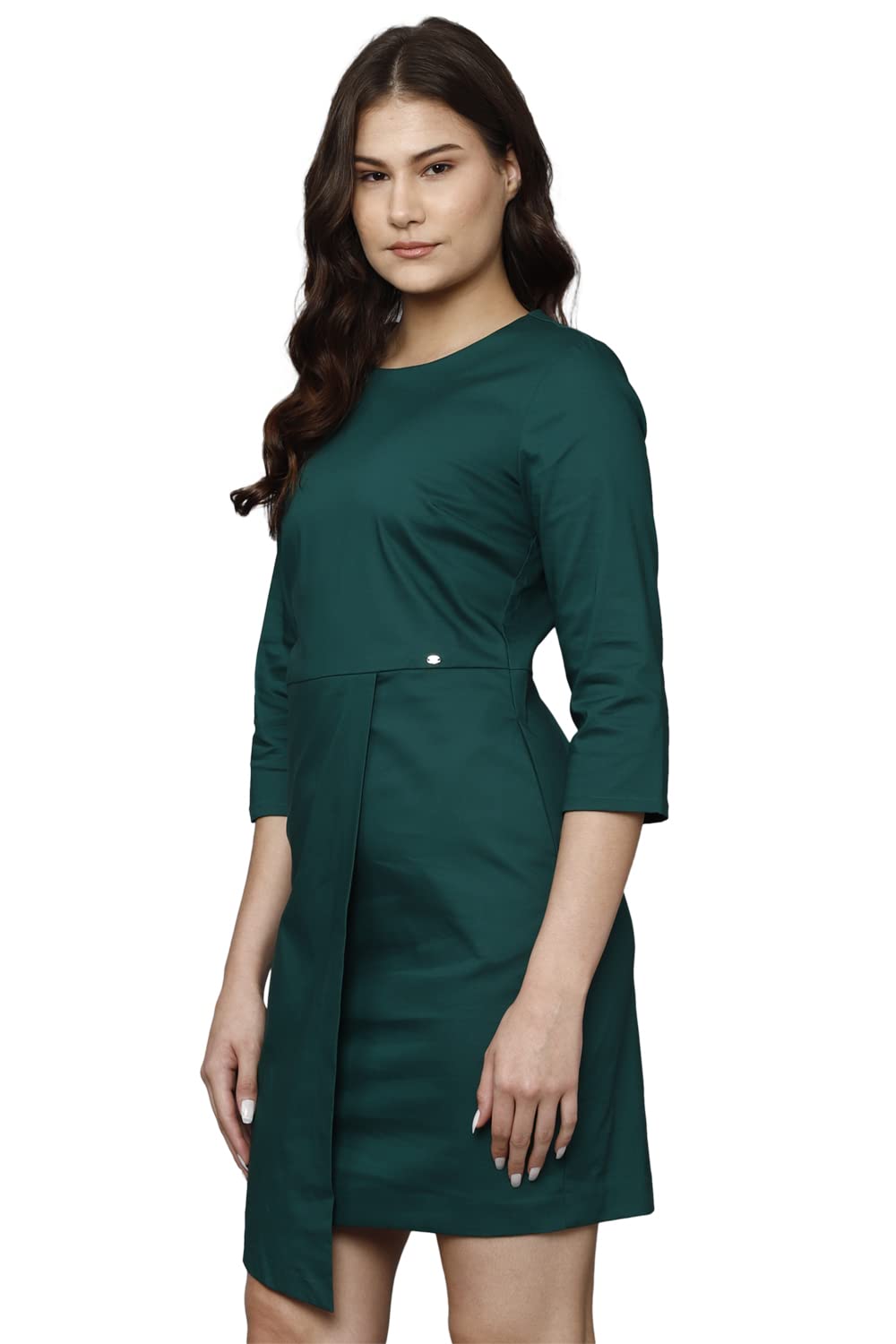 Allen Solly Women's Polyester Classic Above The Knee Dress (Green)