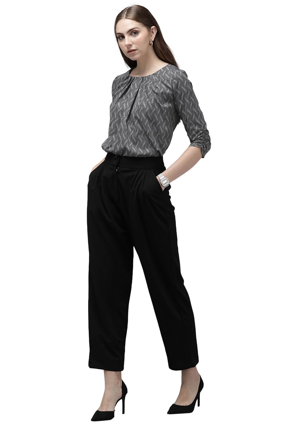 Van Heusen Women's Regular Fit Shirt (VWTSFRGP154641_Grey