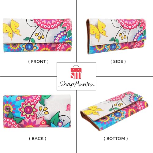 ShopMantra Wallet for Women's | Women's Wallet | Clutch | Vegan Leather | Holds Upto 11 Cards 1 ID Slot | 2 Notes and 1 Coin Compartment | Magnetic Closure | Multicolor