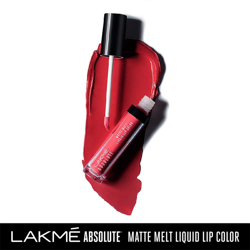 Lakme Absolute Matte Melt Liquid Lip Color, Rhythmic Red, 6 ml