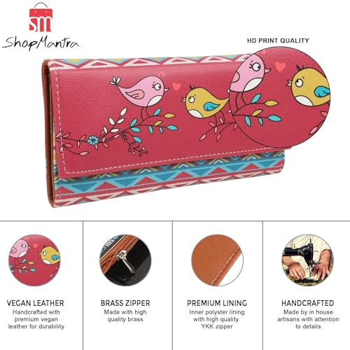 ShopMantra Wallet for Women's | Women's Wallet |Clutch | Vegan Leather | Holds Upto 11 Cards 1 ID Slot | 2 Notes and 1 Coin Compartment | Magnetic Closure | Multicolor