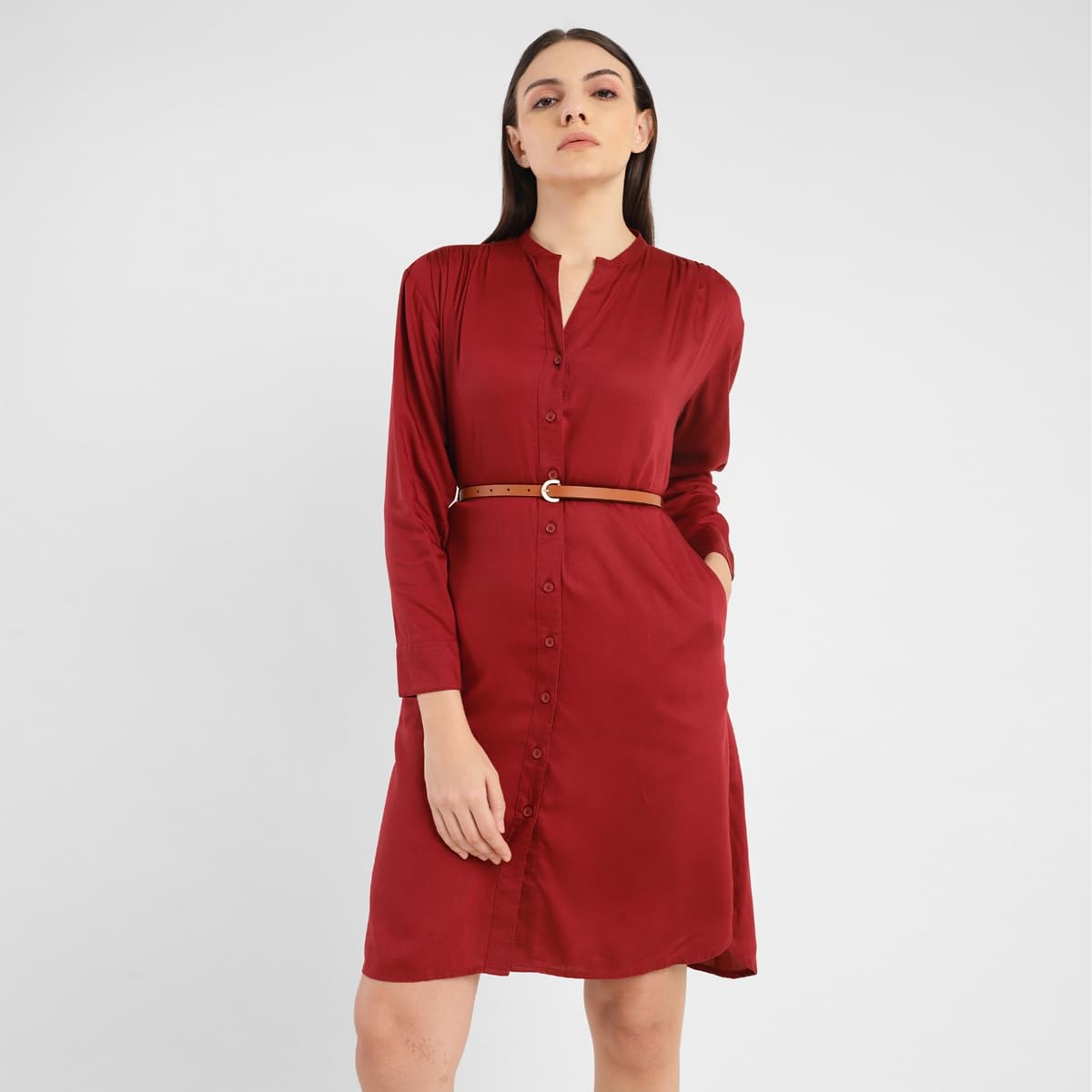 Levi's Women's Rayon Blend A-Line Above The Knee Dress (A7855-0000_Red