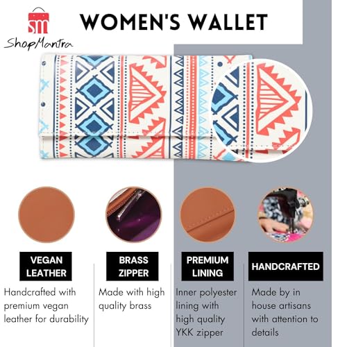 ShopMantra Wallet for Women's | Women's Wallet |Clutch | Vegan Leather | 11 Cards 1 ID Slot | 2 Notes and 1 Coin Compartment |Magnetic Closure | Multicolor.