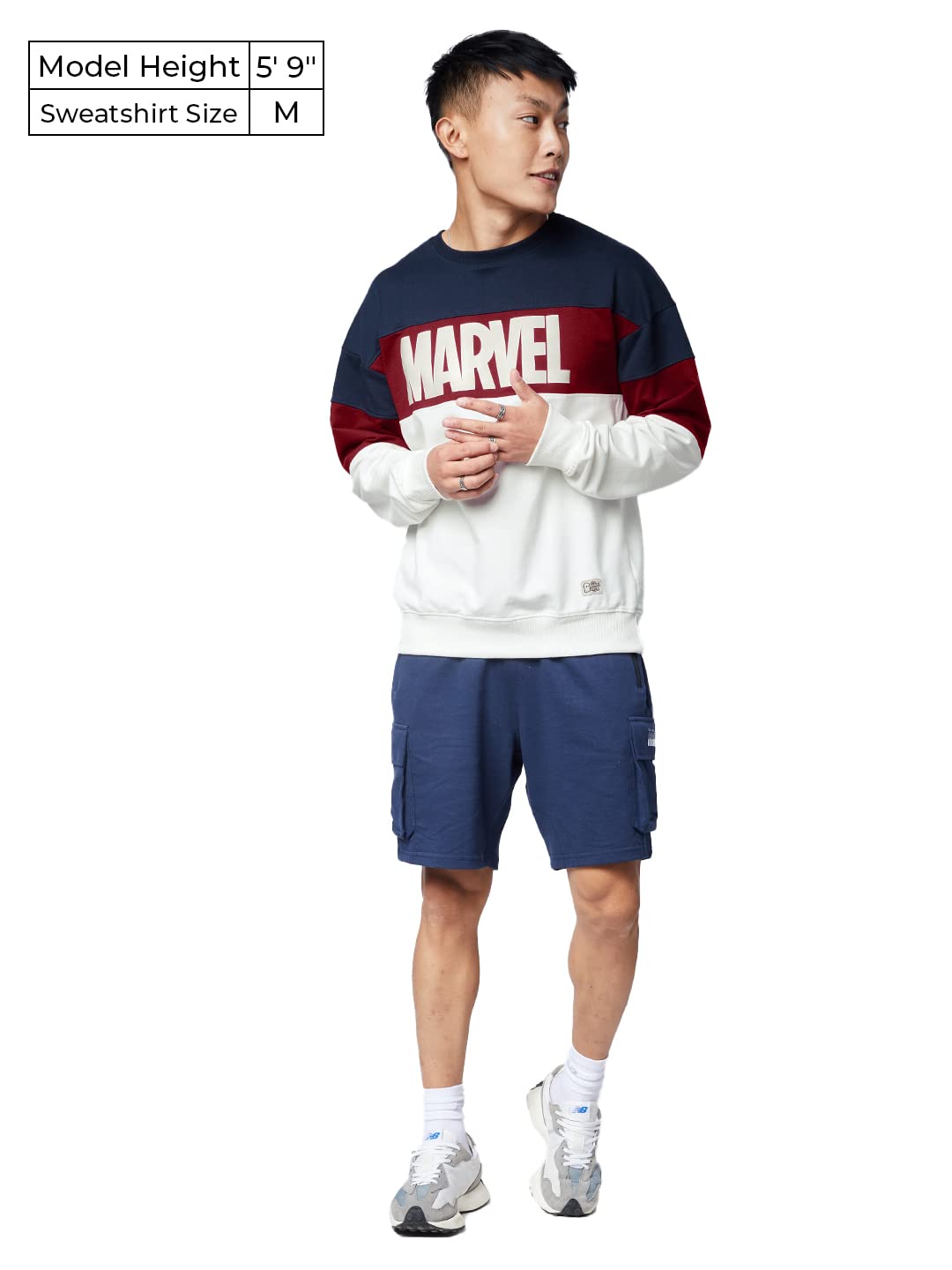 The Souled Store|Official Marvel: Classic Logo Mens and Boys Sweatshirts|Full Sleeve|Loose fit Solid| 60% Cotton 40% Polyester Multicolored Color Men Oversized Sweatshirts