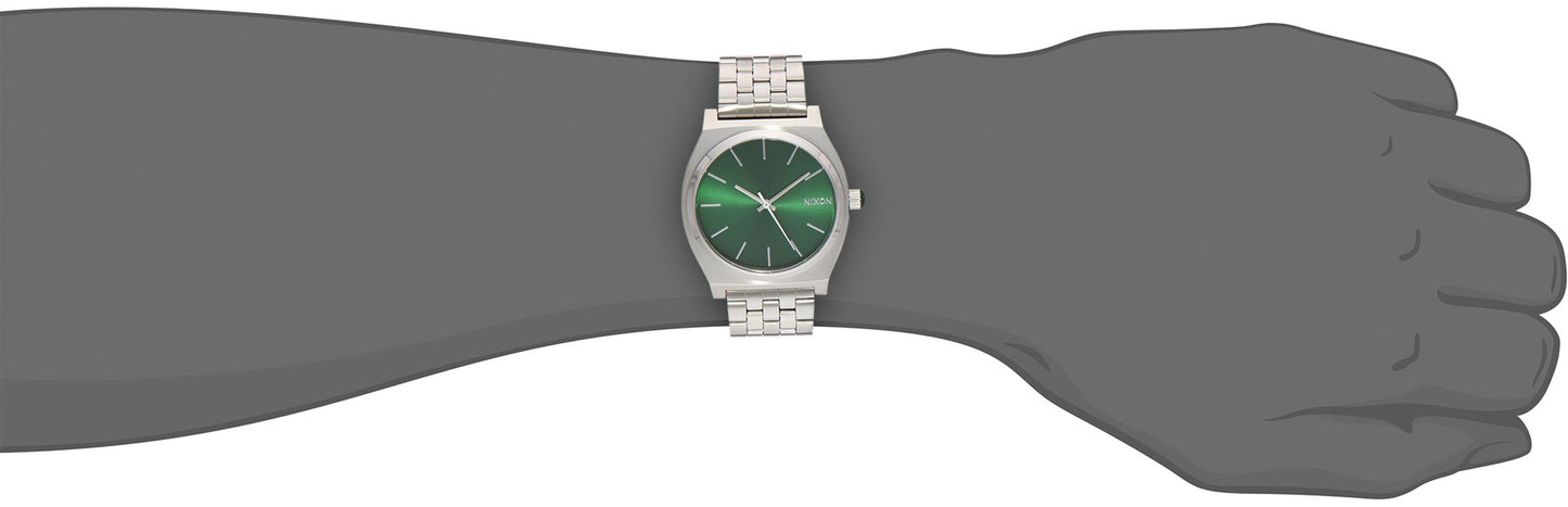 NIXON Time Teller A045 - Green Sunray - 100m Water Resistant Men's Analog Fashion Watch (37mm Watch Face, 19.5mm-18mm Stainless Steel Band)
