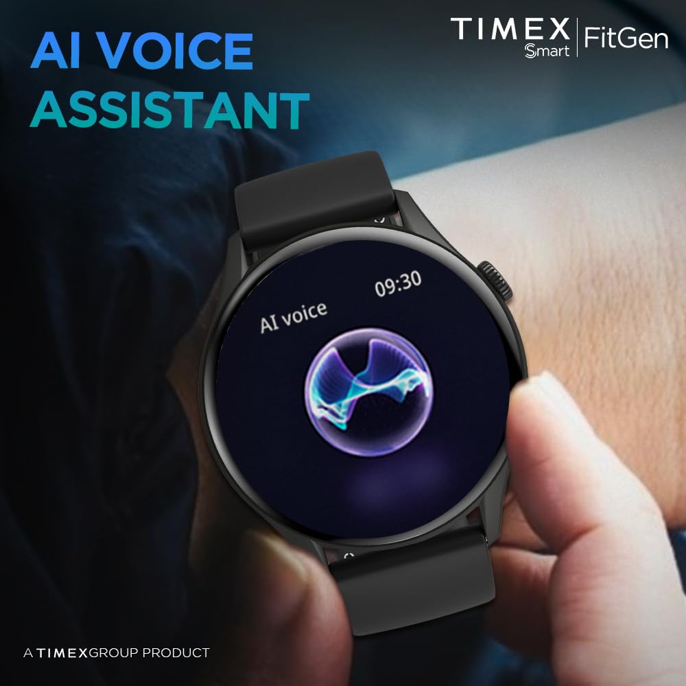 Timex FitGen 1.43" Round AMOLED Smartwatch with 466x466 Pixel Resolution|Single Sync Bluetooth Calling|Rotating Crown| Metallic Body|AI Voice Assist|100+ Sports Modes|Upto 7 Days Battery(Normal Usage)