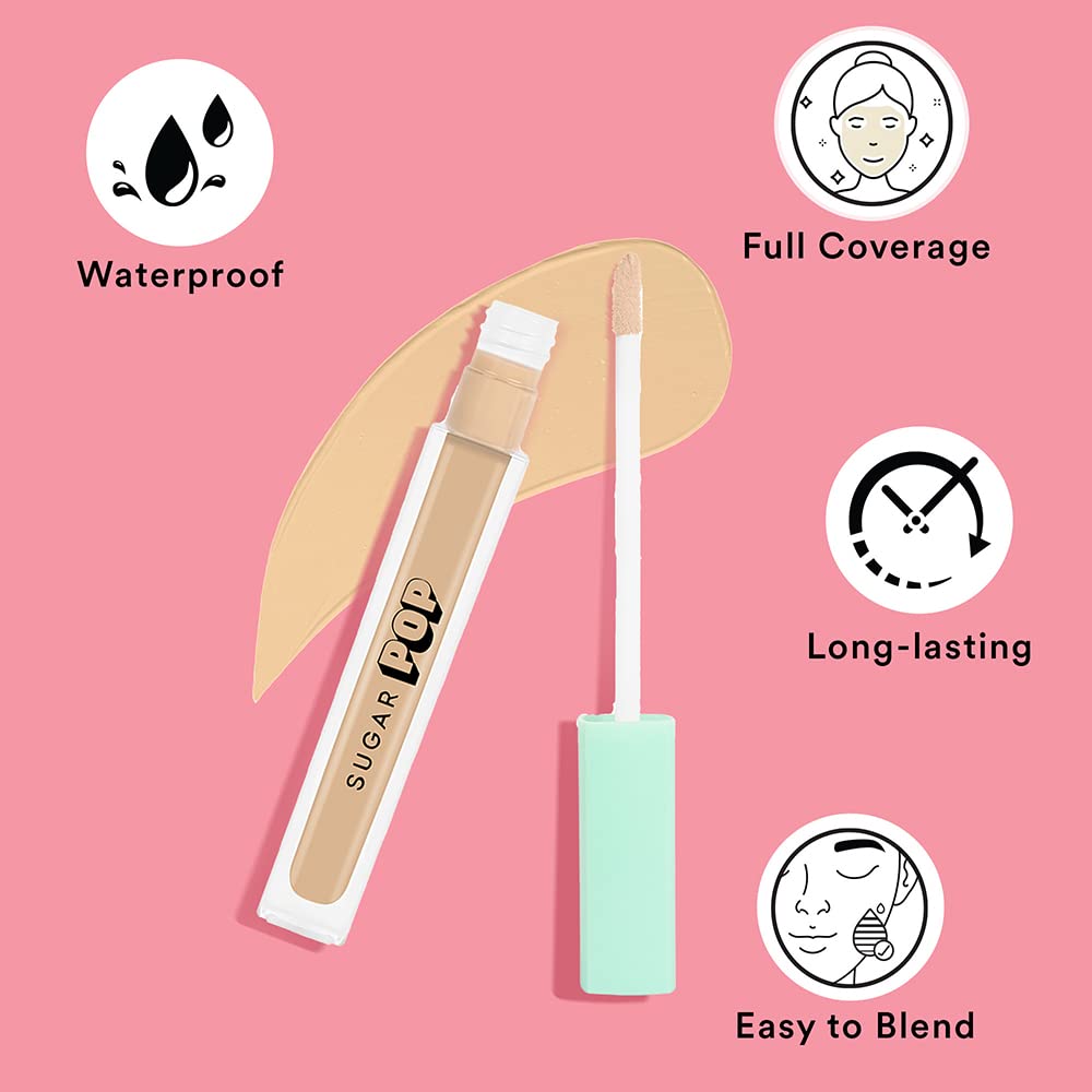 SUGAR POP Full Coverage Concealer – 03 Peanut for Medium to Dusky Skin Tone | Waterproof | Easy to Blend | Rich Matte Finish | 4 ml