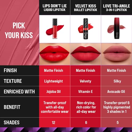 Staze 9to9 Lips Don't Lie Matte + Transferproof Liquid Lipstick |Intense Color Payoff | Lightweight & Comfortable | 12 Hour Long Stay| 11 Nude Attitude | 4 ml