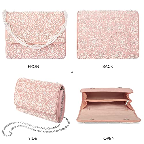 Peora Peach Clutch Purses for Women Handmade Evening Sling Handbag Stylish Bridal Fashion Clutch Bag for Girls