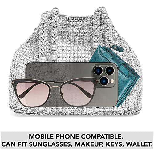 Peora Silver Stylish Handbag for Women Handmade Evening Wristlet Hand Bag Bridal Purse Fashion Bag for Girls