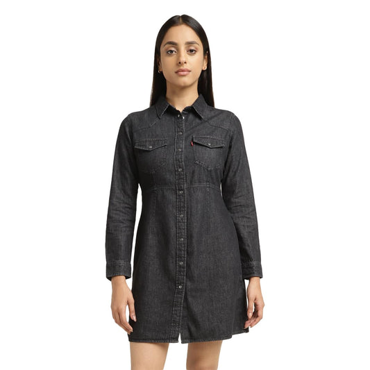 Levi's Women's Cotton A-Line Above The Knee Dress (A7854-0000_Black