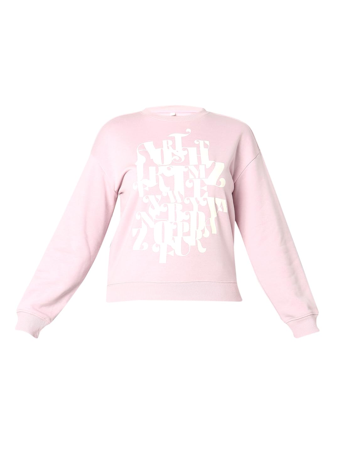 VERO MODA Women Typography Pink Cotton Regular Fit Sweatshirt