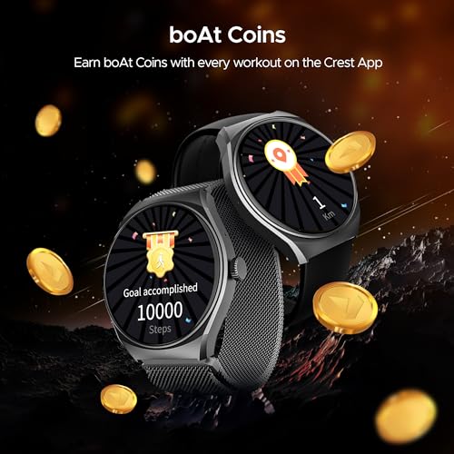 boAt Newly Lauched Lunar Comet Smart Watch with 1.39" HD Display, Advanced Bluetooth Calling, Functional Crown, Multiple Sports Mode,100 Watch Faces, Heart Rate & SPO2 Monitoring,IP67(Active Black)