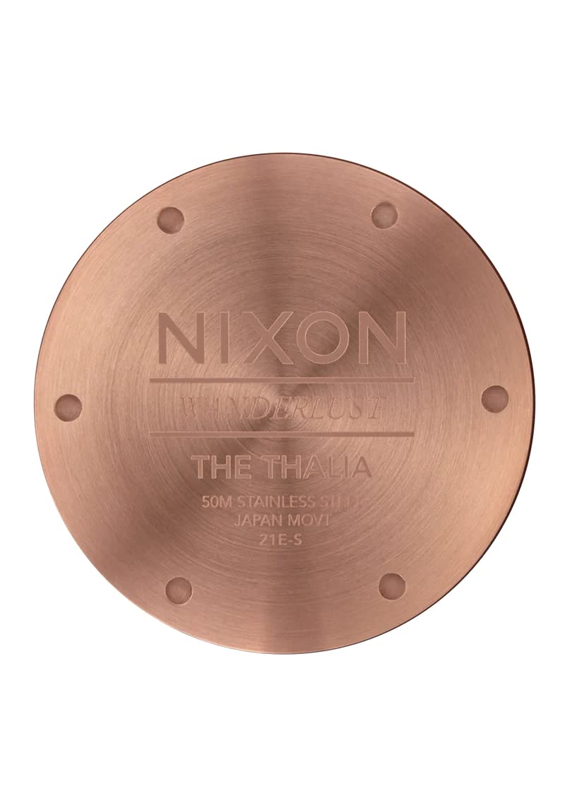 NIXON Thalia Leather A1343 - Gray Sunray/Rose Gold/Gray - 50M Water Resistant Analog Classic Watch (38 mm Watch Face, 18 mm Custom Tapered Leather Band)
