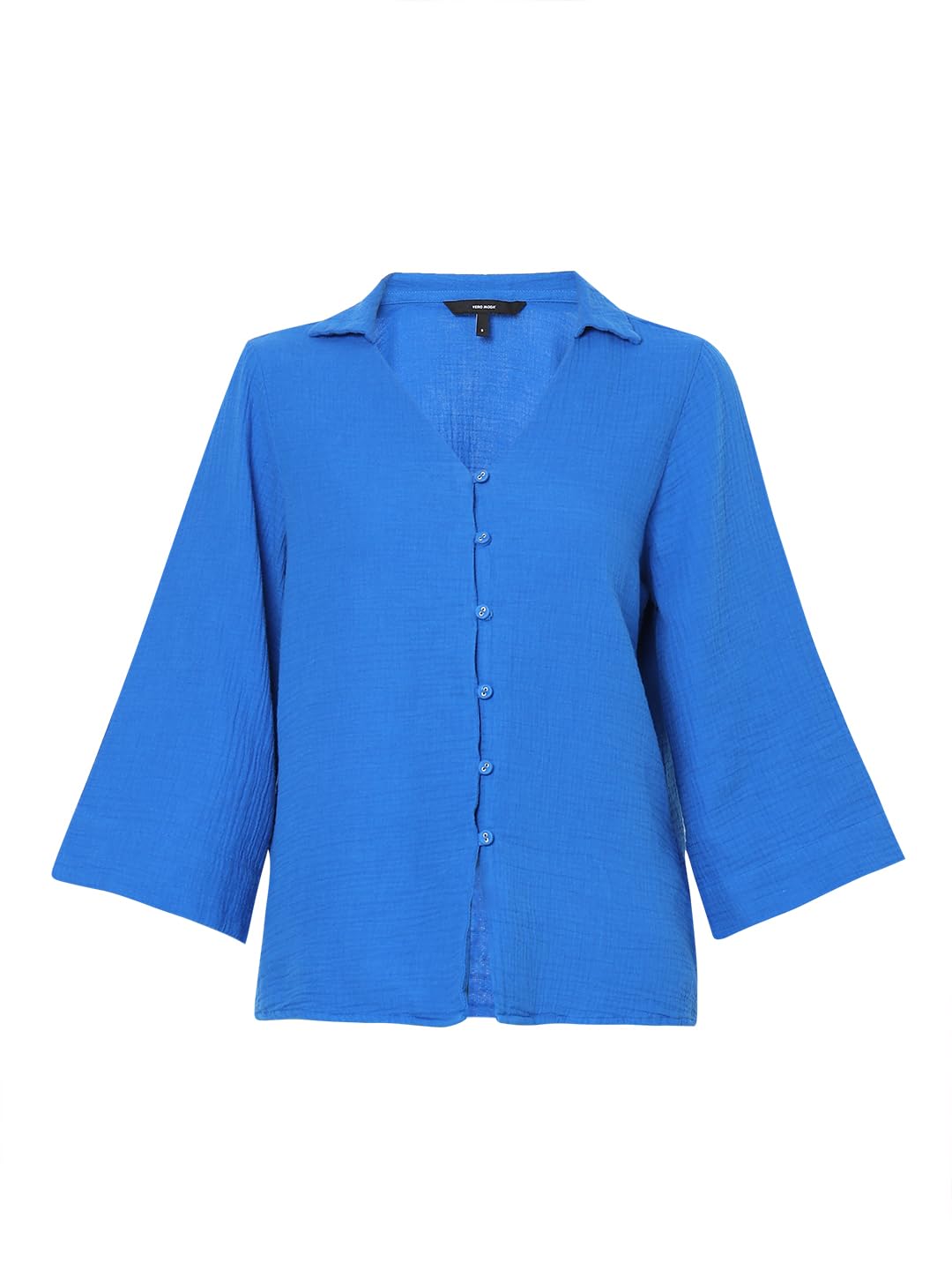 VERO MODA Women's Solid Relaxed Fit Shirt (120252602-Lapis Blue_Lapis