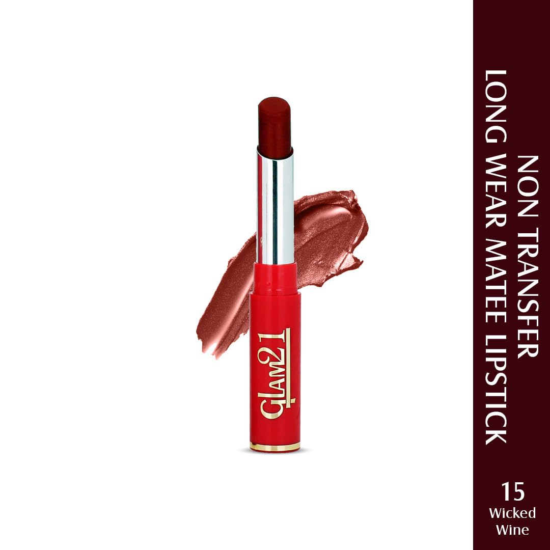 Glam21 Matte Pro Ink Non Transfer Lipstick | Long Lasting | Ultra Pigmented |15 Wicked Wine