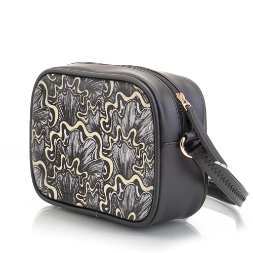 SACCI MUCCI Stylish Box Sling Bag for girls | Side Purse for Women Stylish Latest | Cross Body Sling Box Bags for Girls -Aquatic Mushrooms (Black)