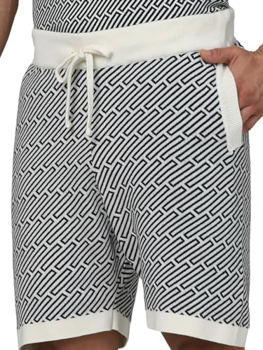 Celio Men Black Printed Regular Fit Cotton Flatknit Bermuda Shorts (Black)