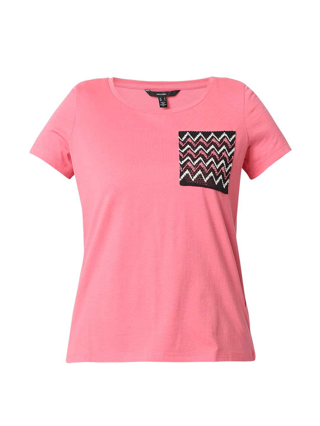 VERO MODA Women's Regular Fit T-Shirt (10314919-Pink Lady_Pink