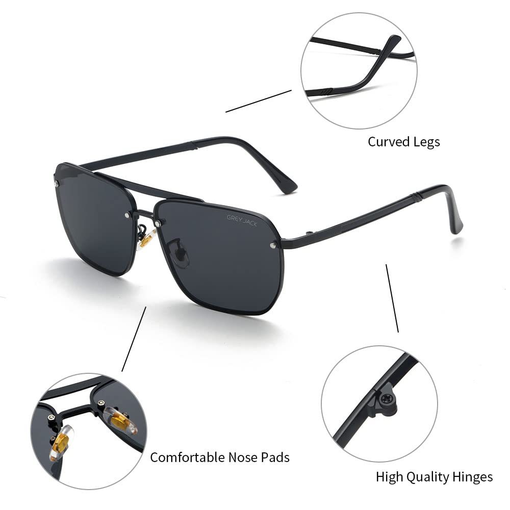 grey jack Oversized Sunglasses for Men Women Original Stylsih Rectangular Sun Glasses UV Protection 10419
