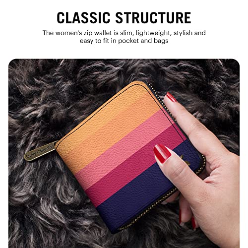 DailyObjects Coral Quin Women's Zip Wallet | Made with Vegan Leather Material | Carefully Handcrafted | Holds up to 8 Cards | Slim and Easy to Fit in Pocket | Coin Pocket with Button Closure