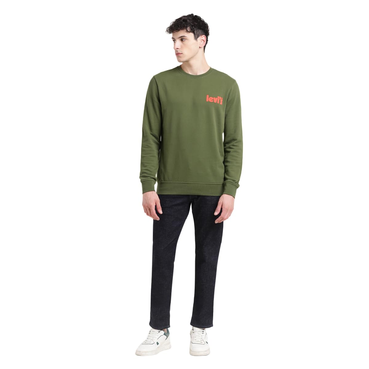 Levi's Men's Solid Green Crew Neck Sweatshirt