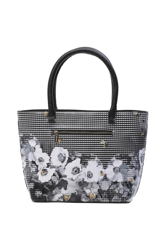 Satya Paul PU Leather Printed Women Black White Tote Handbag women girls office