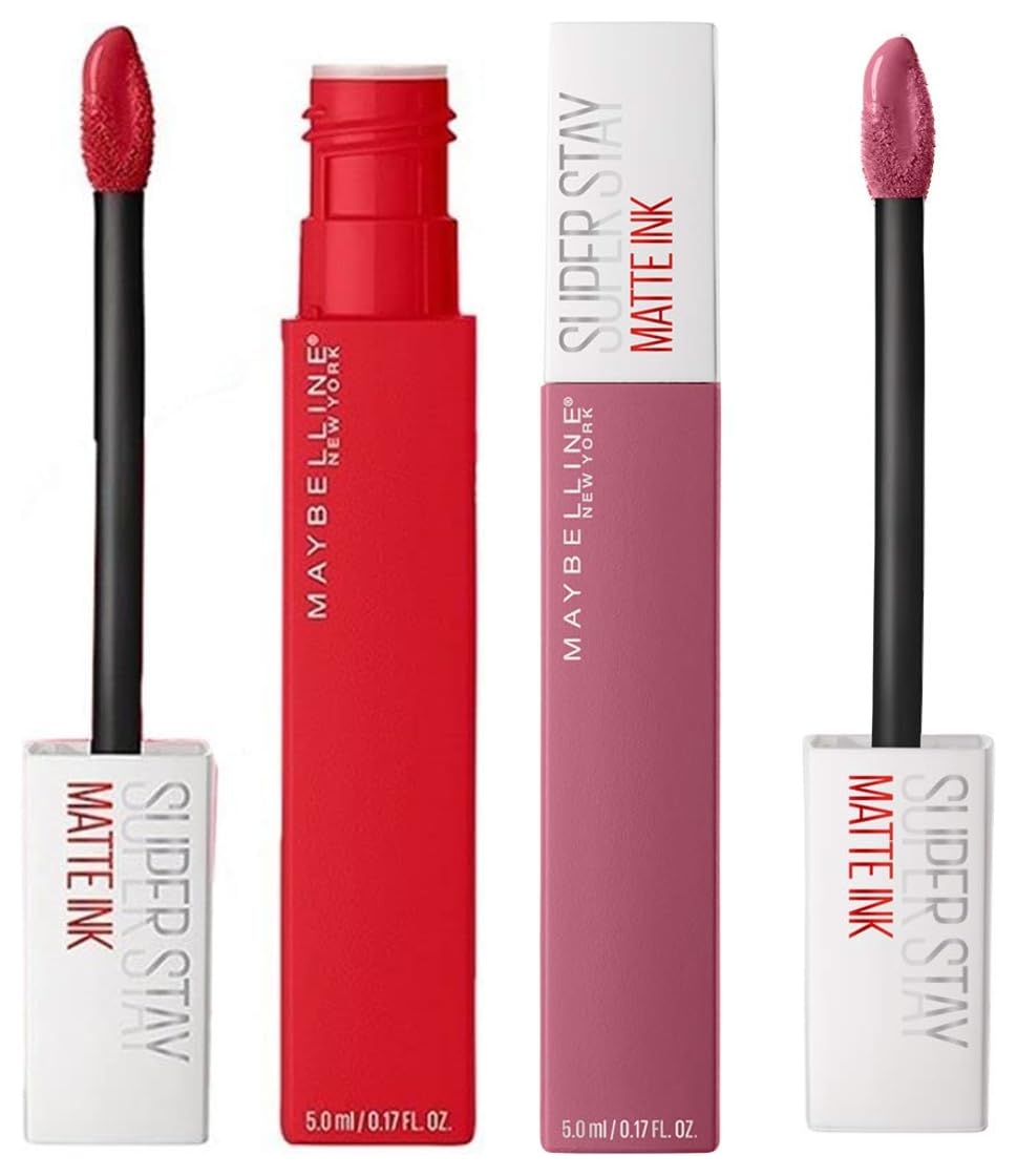 Maybelline New York Super Stay Matte Ink Liquid Lipstick, 220 Ambitious, 5ml & Maybelline New York Super Stay Matte Ink Liquid Lipstick, 125 Inspirer, 5g