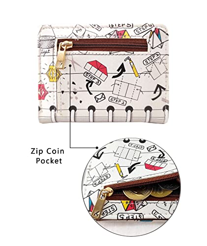 Funk For Hire Unisex Printed Vegan Leather Small Pocket Card Wallet - White