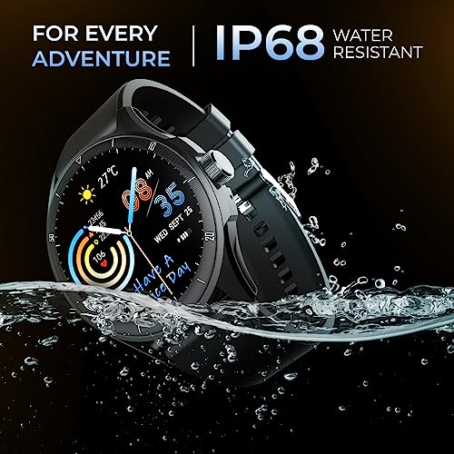 beatXP Vega Neo 1.43” AMOLED Bluetooth Calling Smartwatch with 466 * 466 Pixel, 60 Hz Refresh Rate, 500 Nits, Always on Display, Health Tracking, 100+ Sports Modes (Black Strap, 1.43)