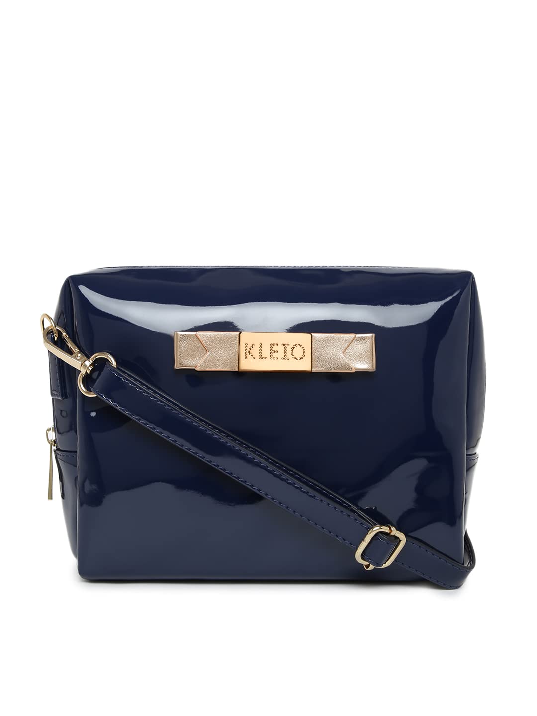 KLEIO Patent PU Leather Sling Crossbody Pouch for Women and Girls (HO8061KL-NB)(NAVY BLUE)