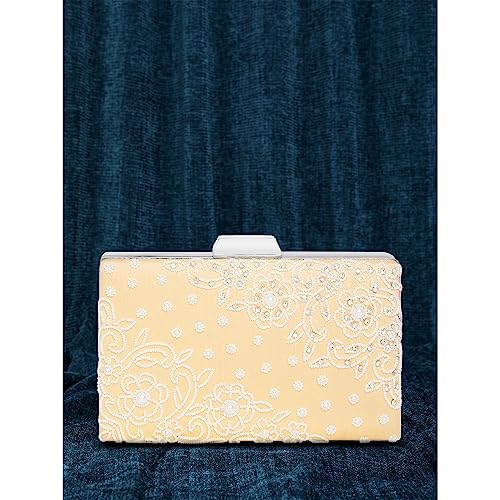 Peora Cream Clutch Purses for Women Handmade Evening Sling Handbag Stylish Bridal Fashion Clutch Bag for Girls