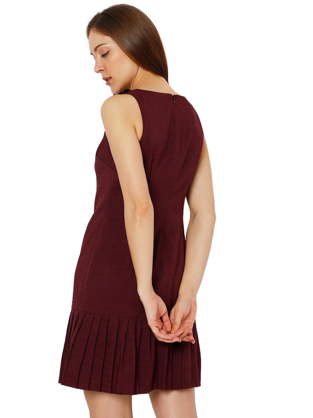 Vero Moda Women's Polyester Blend Shift Above The Knee Dress (Winetasting) Maroon