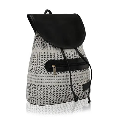 KLEIO Women's Casual Spacious Backpack Hand Bag (Black::White)