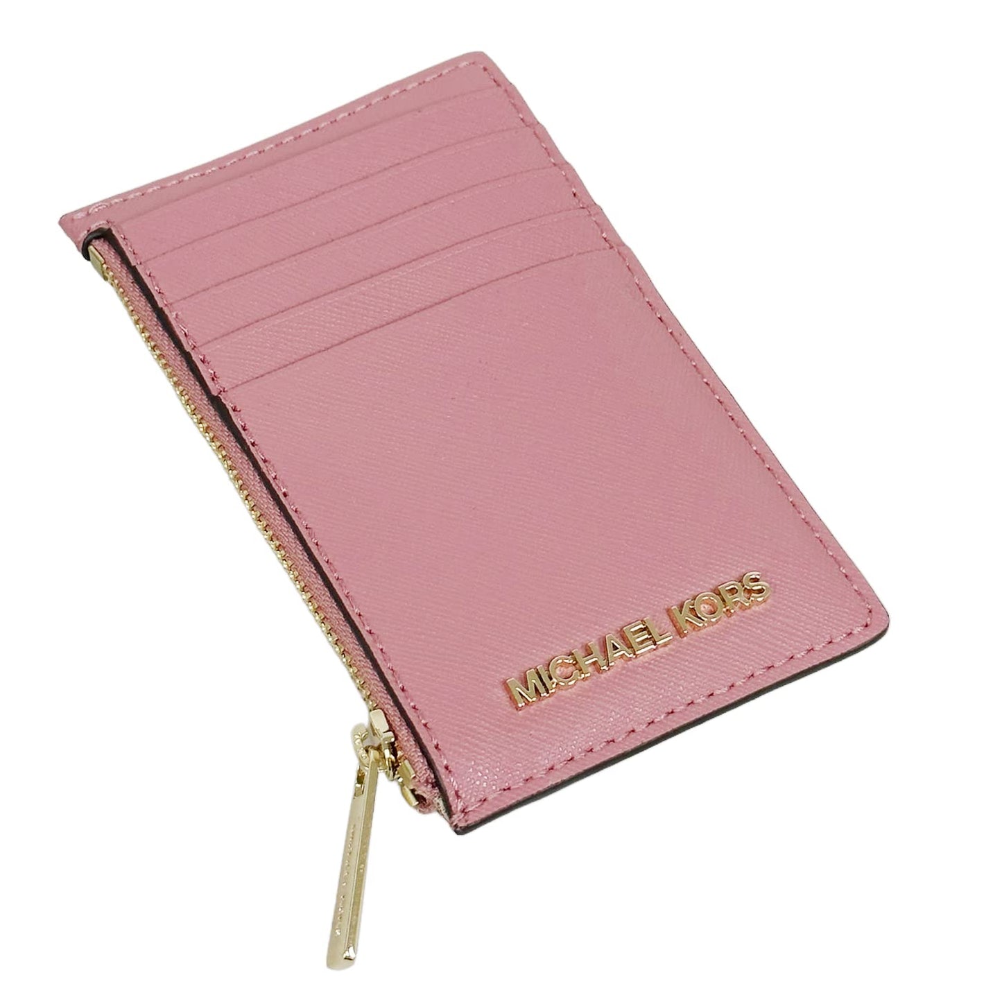 Michael Kors Jet Set Travel Medium Top Zip Card Case Wallet Coin Pouch Rose Pink