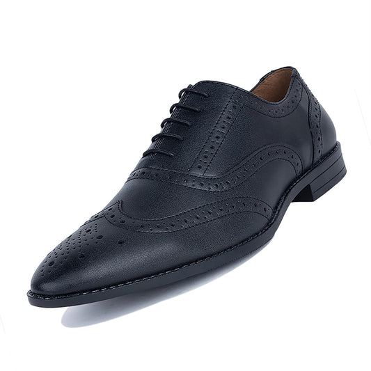 LOUIS STITCH Men's Black Wingtip Brogue Style Comfortable Formal Lace Up Shoes for Men (Size-8 UK) - (RGBG__)