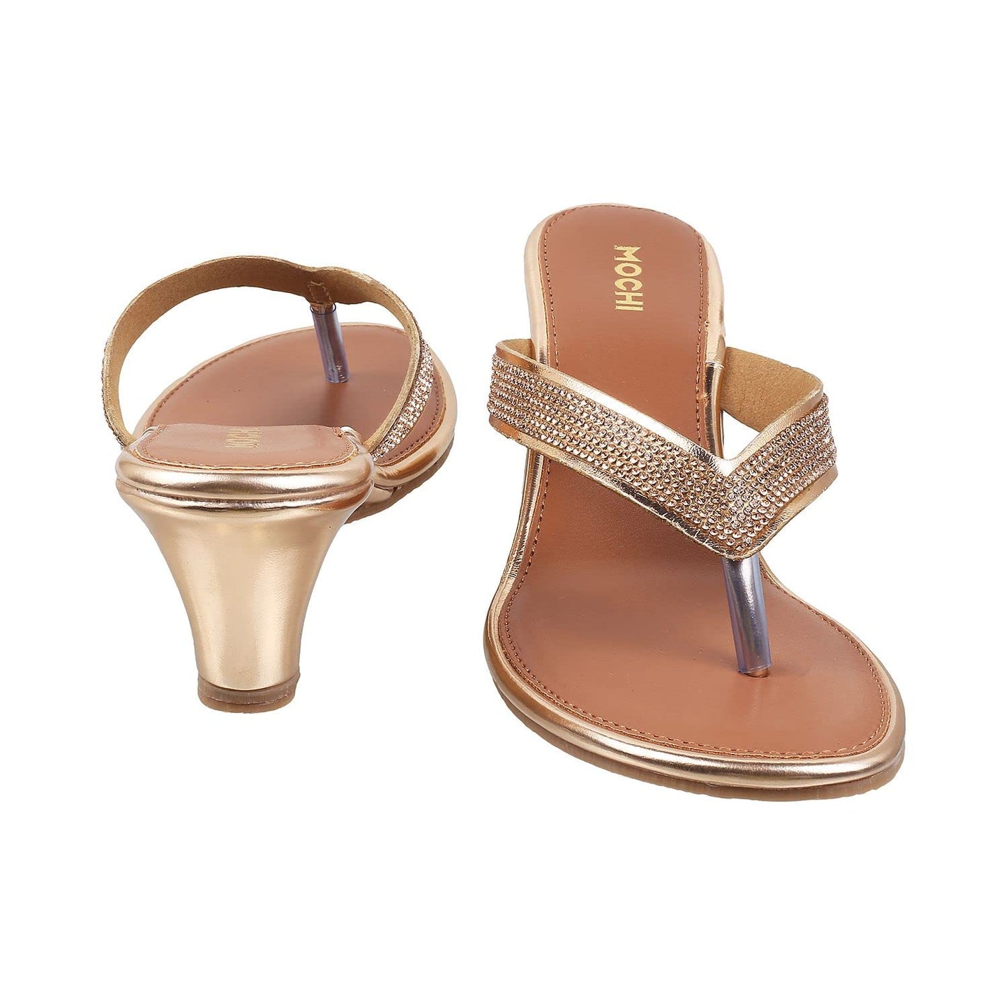 Mochi Women Rose Gold Wedge Heel Fashion Sandal