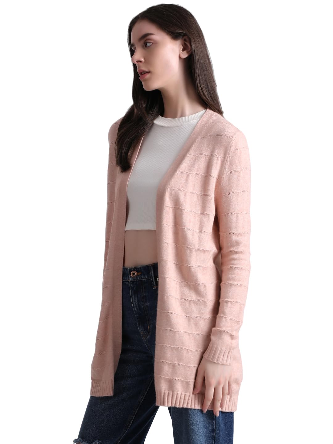 Only Women's Viscose Blend V-Neck Pink Sweater