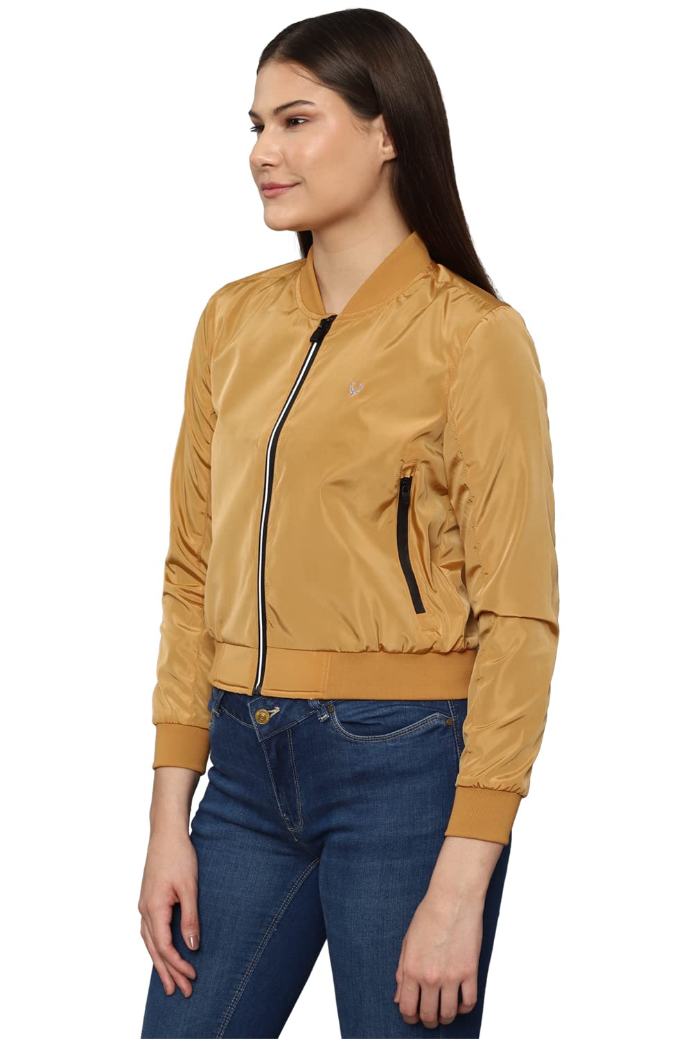 Women Khaki Solid Casual Jacket