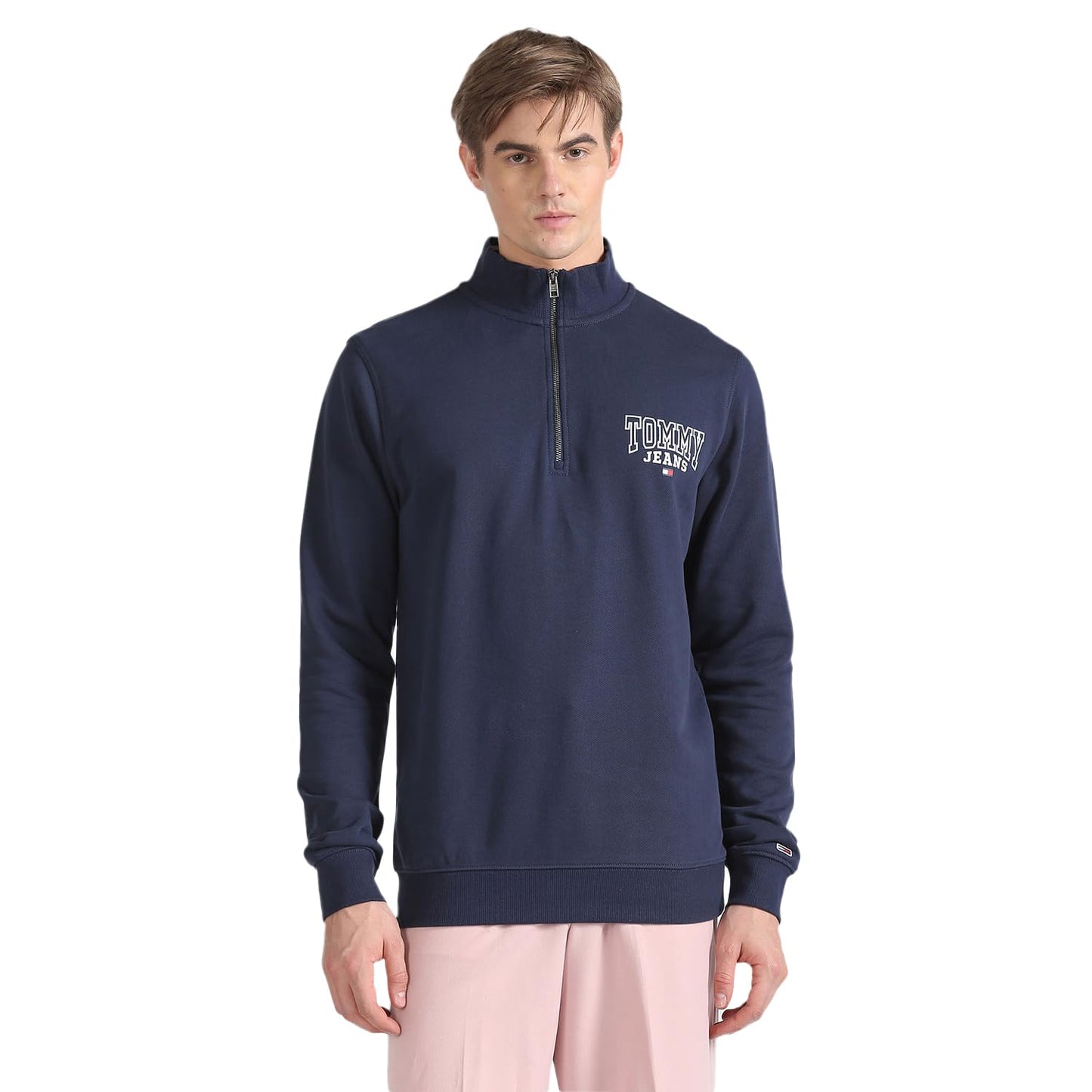 Tommy Hilfiger Men's Cotton Mock Neck Sweatshirt (F23JMHK021_Blue