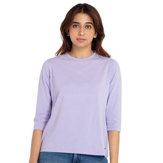 Status Quo Women's Regular Fit T-Shirt (SQW-RN-22305- Purple