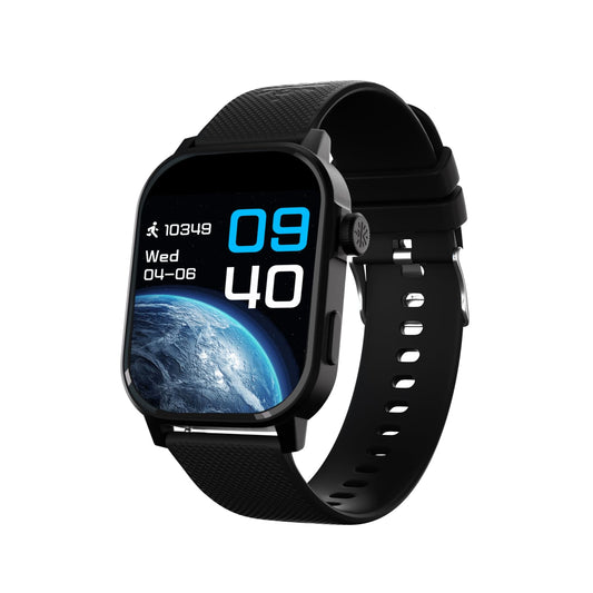 Cultsport Newly Launched Ace X 1.96" AMOLED Smartwatch, Premium Metallic Build Smartwatch, Always On Display, Bluetooth Calling, Live Cricket Score,Functional Crown(Black Silicone)