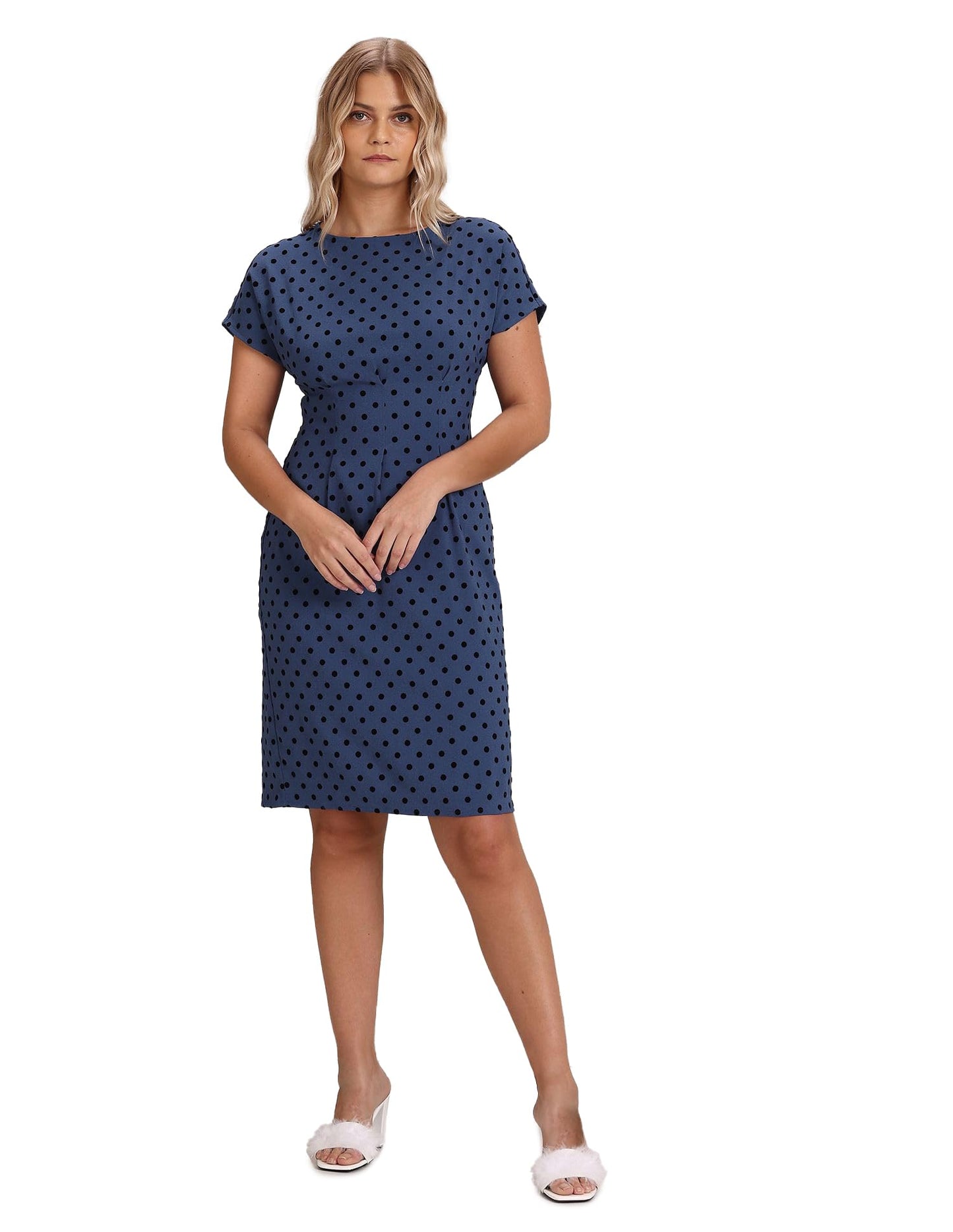 U.S. POLO ASSN. Women's Cotton Blend Sheath Knee-Length Dress (Navy)