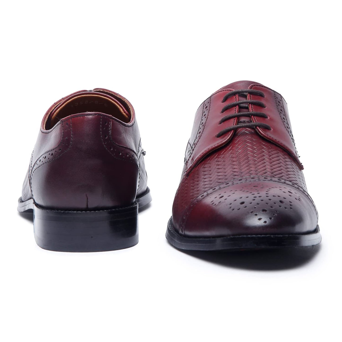 LOUIS STITCH Men's Rosewood Maroon Italian Leather Oxford Formal Shoes Handmade Stylish Slipon Shoes for Men (Britain WEOXRW) (Size- 9 UK)