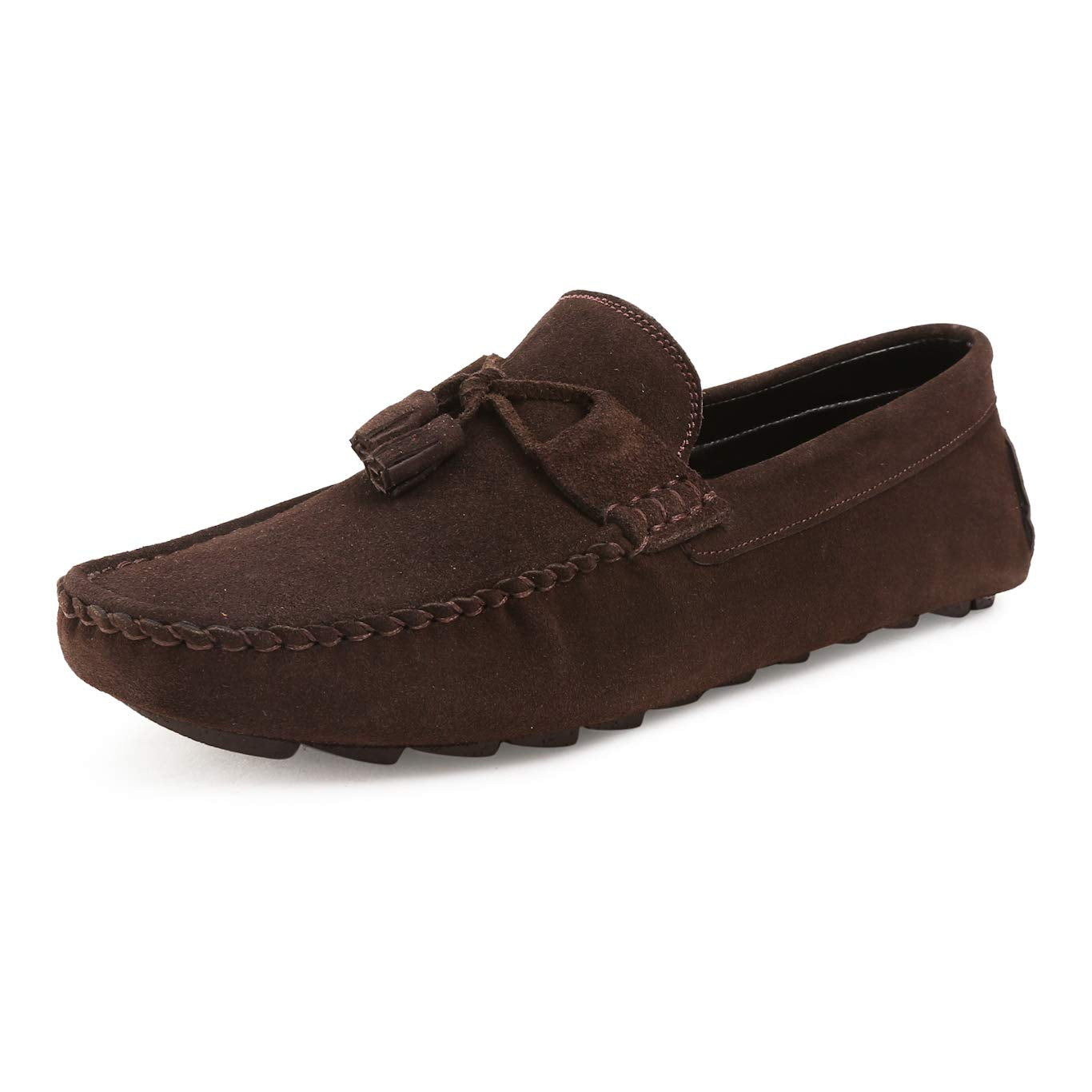 LOUIS STITCH Men's Brunette Brown Italian Leather Suede Loafer Tassel Penny Casual Loafers for Men (ITSUTABB-) (Size- 10 UK)