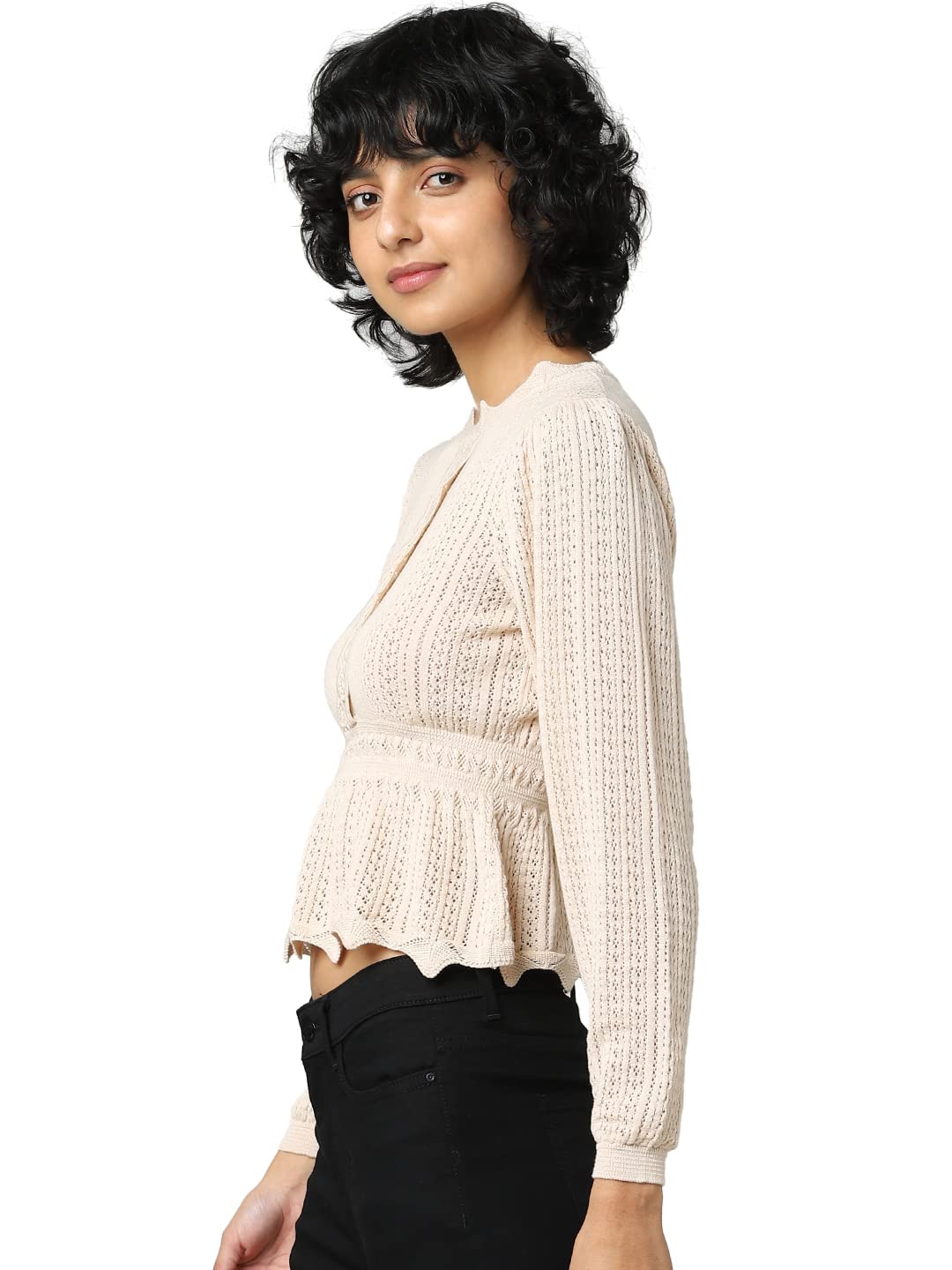 Only Women's Cotton Casual Pullover Sweater (Pink Tint)